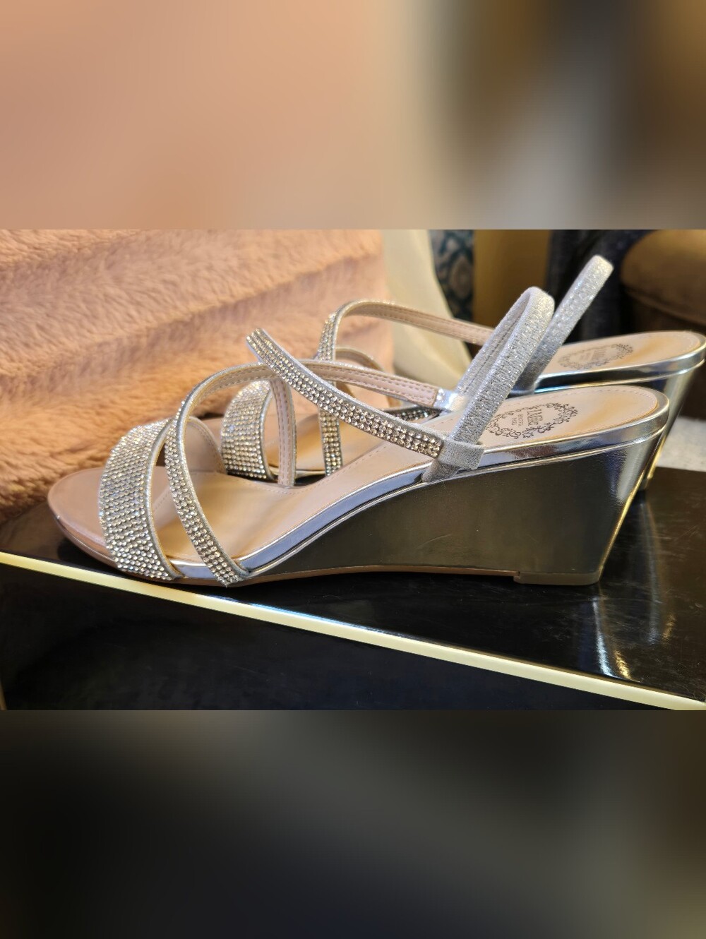 I. Miller Womens Silver Neilson Wedge Sandals Size 7.5 - Picture 4 of 9